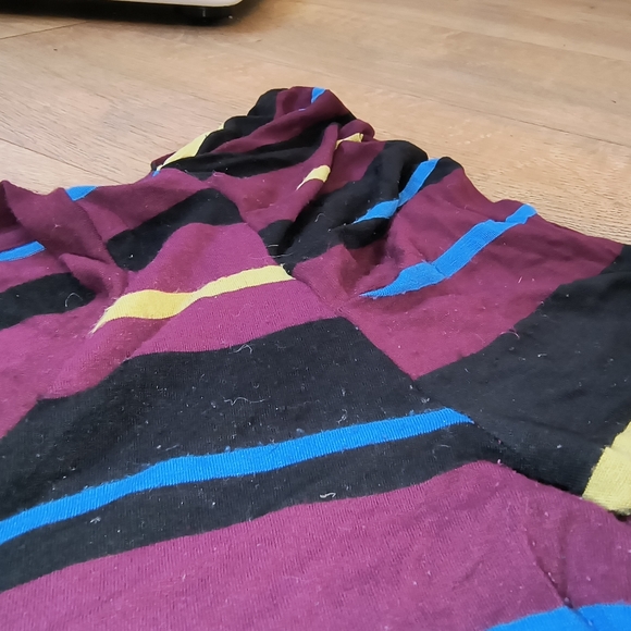 💎 3/$15 XXI Striped Bodycon Retro Dress w/Puff Sleeve & Flower Appliqué in Sz M - Picture 14 of 16